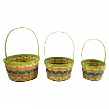 Bamboo Empty Easter Buckets for Office Party Supplies 3 Pieces